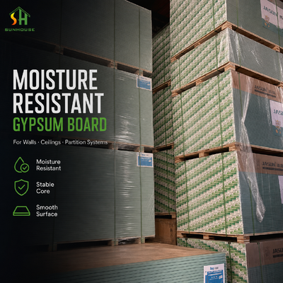 Gipsplatten mit Exportverpackung für Containerschifffahrt, Lagerlager und Innenprojekte